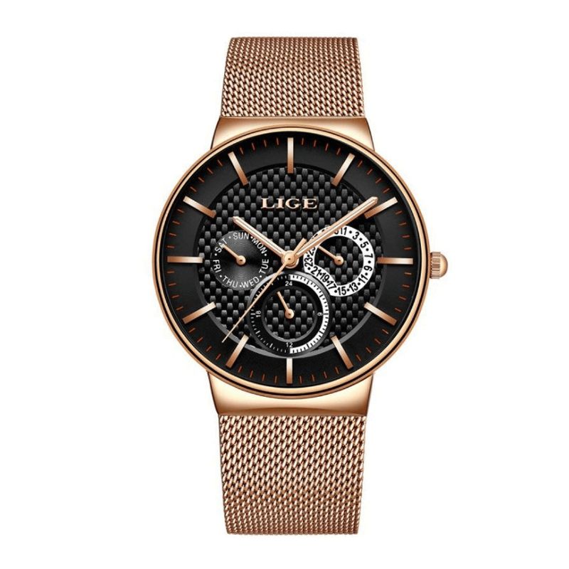 Montre Homme Business Casual Montre À Quartz Étanche Avec Affichage De La Date Et De La Semaine