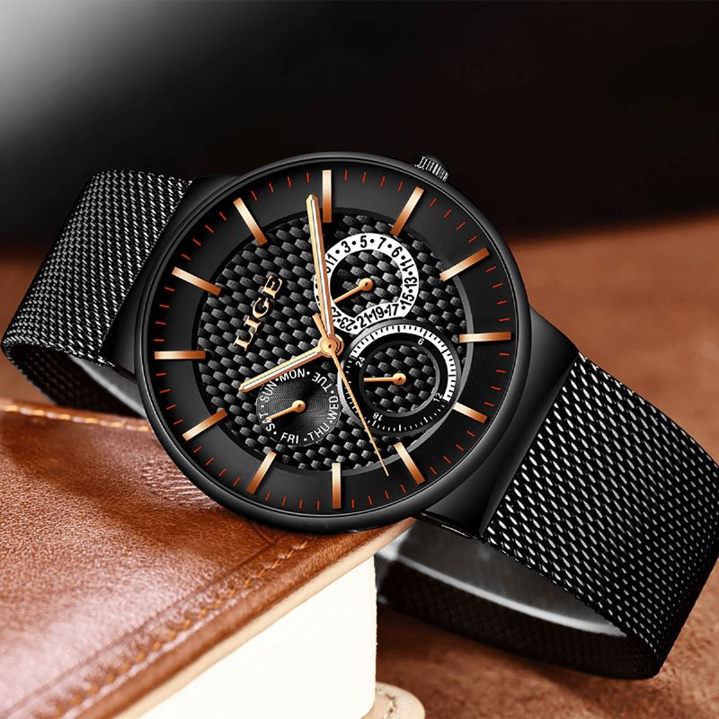 Montre Homme Business Casual Montre À Quartz Étanche Avec Affichage De La Date Et De La Semaine