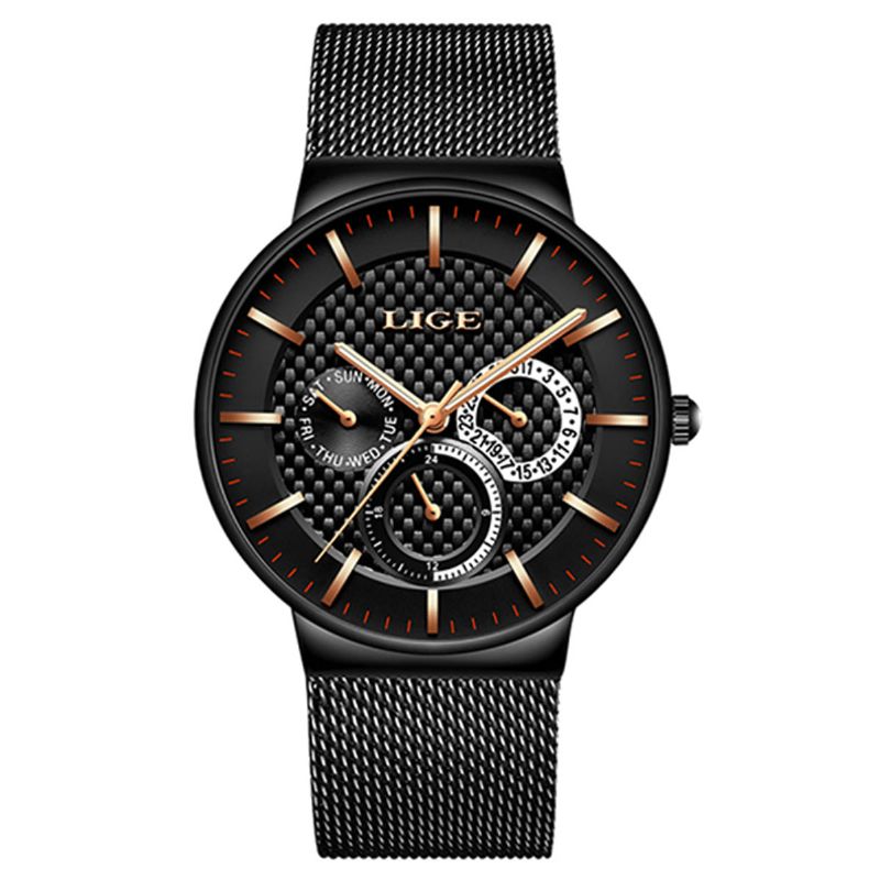 Montre Homme Business Casual Montre À Quartz Étanche Avec Affichage De La Date Et De La Semaine