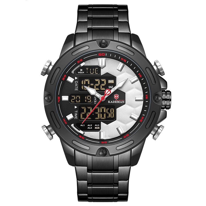 Montre Numérique Pour Hommes Occasionnels Étanche Semaine Année Affichage Led Dual Display Montre