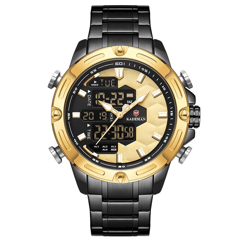 Montre Numérique Pour Hommes Occasionnels Étanche Semaine Année Affichage Led Dual Display Montre