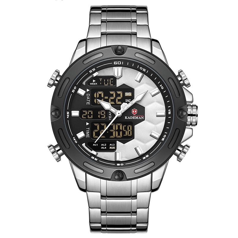 Montre Numérique Pour Hommes Occasionnels Étanche Semaine Année Affichage Led Dual Display Montre