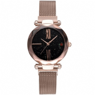 Montre À Quartz Pour Femme Avec Bracelet En Acier Milanais Magnétique Mode Star