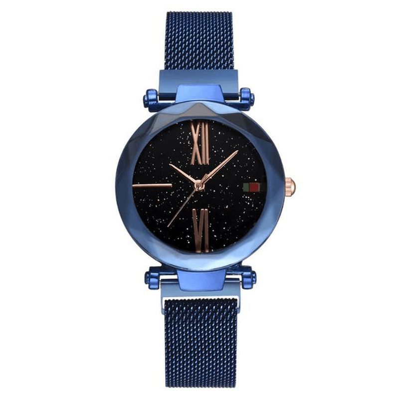 Montre À Quartz Pour Femme Avec Bracelet En Acier Milanais Magnétique Mode Star