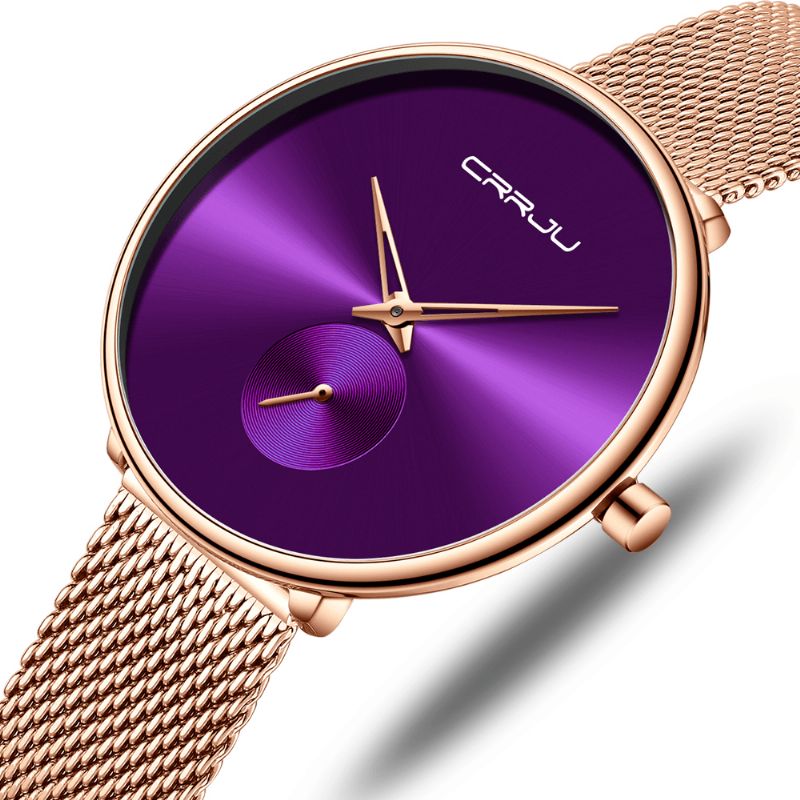 Montre À Quartz Pour Femme De Luxe À Cadran Simple Et Décontracté Avec Bracelet En Acier