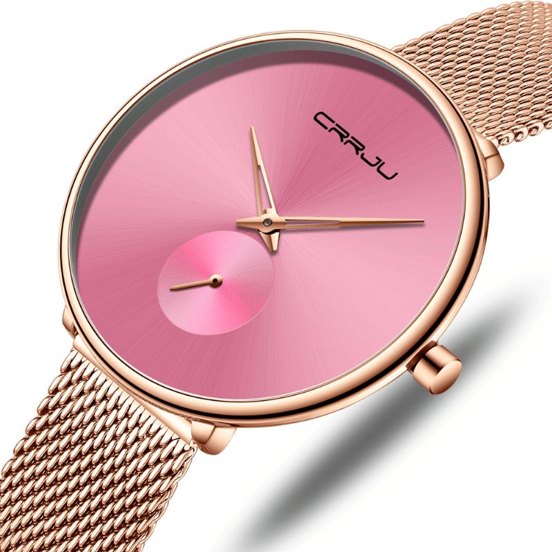 Montre À Quartz Pour Femme De Luxe À Cadran Simple Et Décontracté Avec Bracelet En Acier