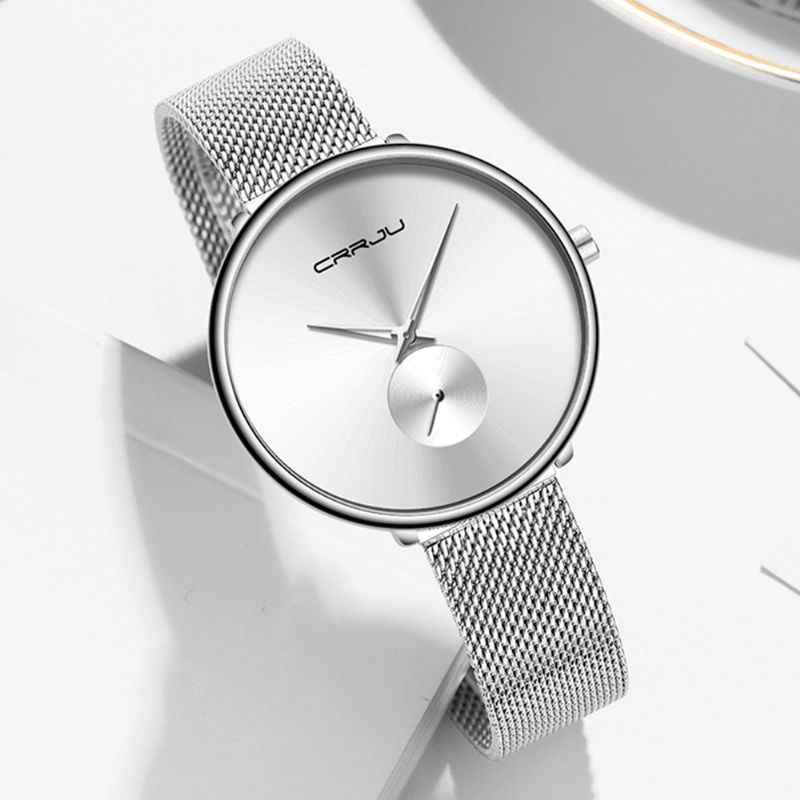 Montre À Quartz Pour Femme De Luxe À Cadran Simple Et Décontracté Avec Bracelet En Acier