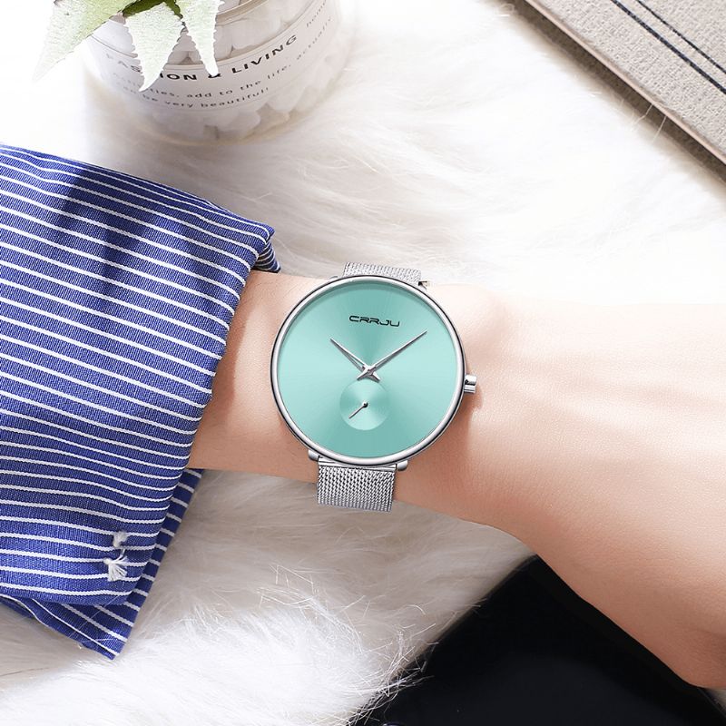 Montre À Quartz Pour Femme De Luxe À Cadran Simple Et Décontracté Avec Bracelet En Acier