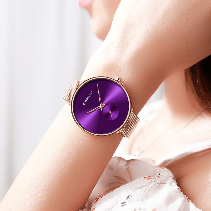 Montre À Quartz Pour Femme De Luxe À Cadran Simple Et Décontracté Avec Bracelet En Acier