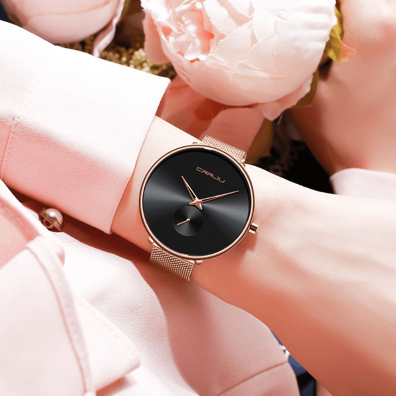 Montre À Quartz Pour Femme De Luxe À Cadran Simple Et Décontracté Avec Bracelet En Acier