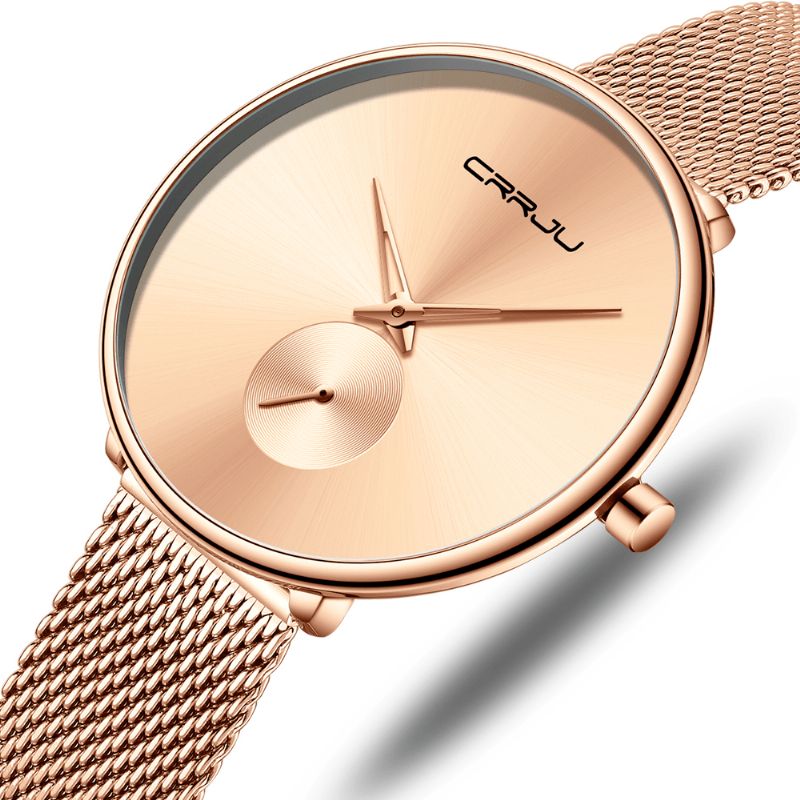 Montre À Quartz Pour Femme De Luxe À Cadran Simple Et Décontracté Avec Bracelet En Acier