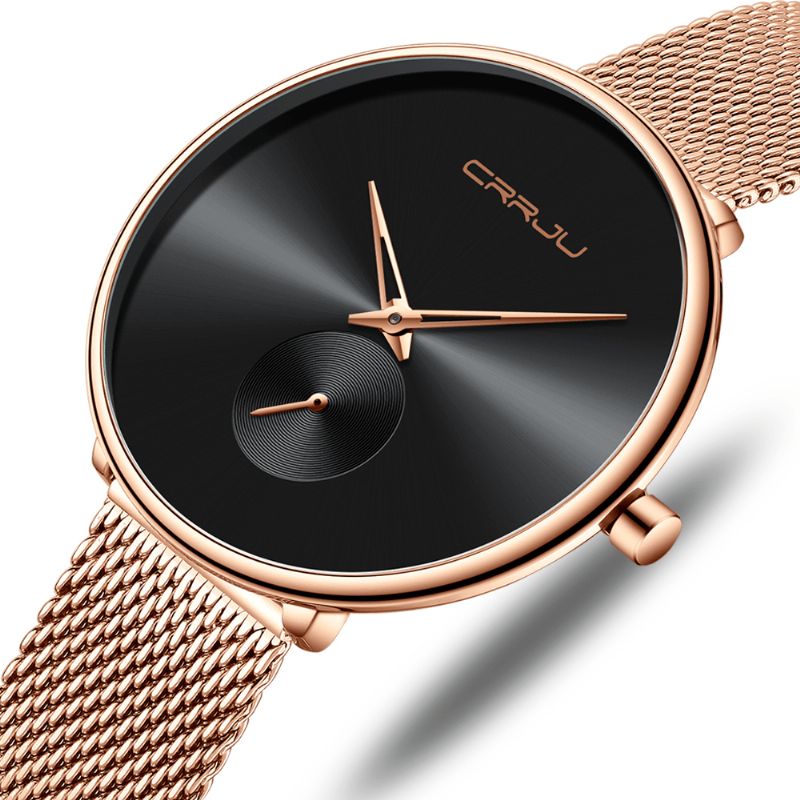 Montre À Quartz Pour Femme De Luxe À Cadran Simple Et Décontracté Avec Bracelet En Acier