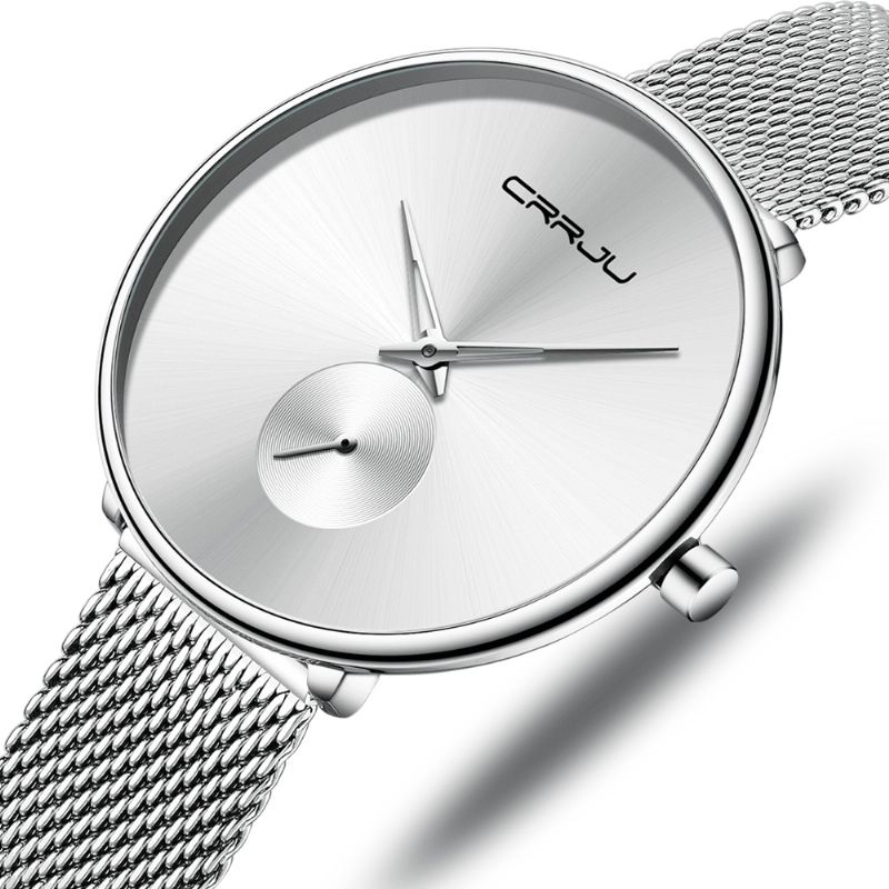 Montre À Quartz Pour Femme De Luxe À Cadran Simple Et Décontracté Avec Bracelet En Acier