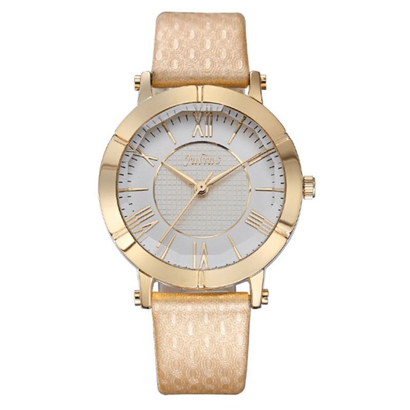 Montre À Quartz De Luxe Pour Femme Avec Bracelet En Cuir