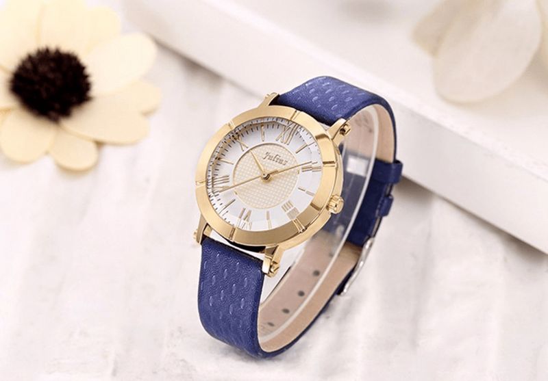 Montre À Quartz De Luxe Pour Femme Avec Bracelet En Cuir