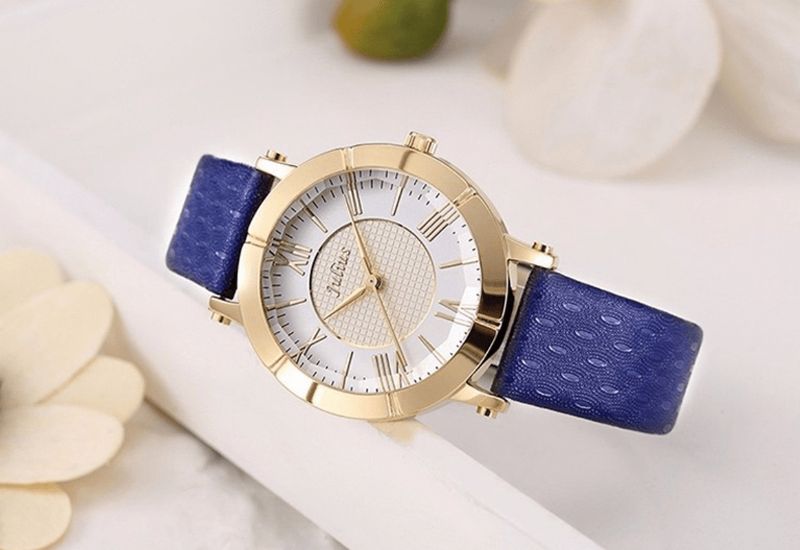 Montre À Quartz De Luxe Pour Femme Avec Bracelet En Cuir