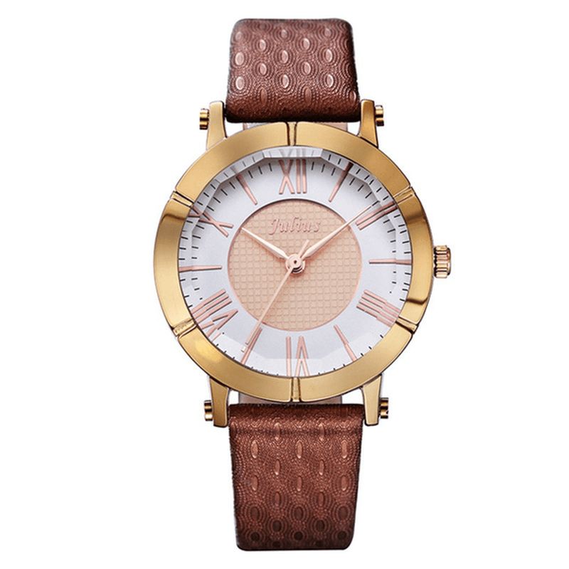 Montre À Quartz De Luxe Pour Femme Avec Bracelet En Cuir