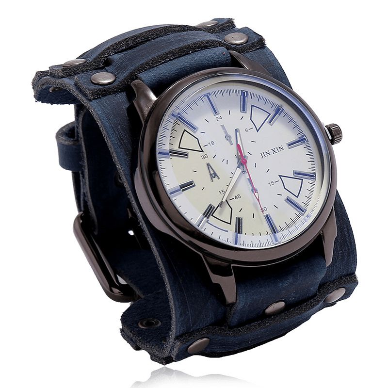 Montre De Style Militaire En Cuir De Vache Vintage Avec Bande Réglable Pour Homme Montre À Quartz