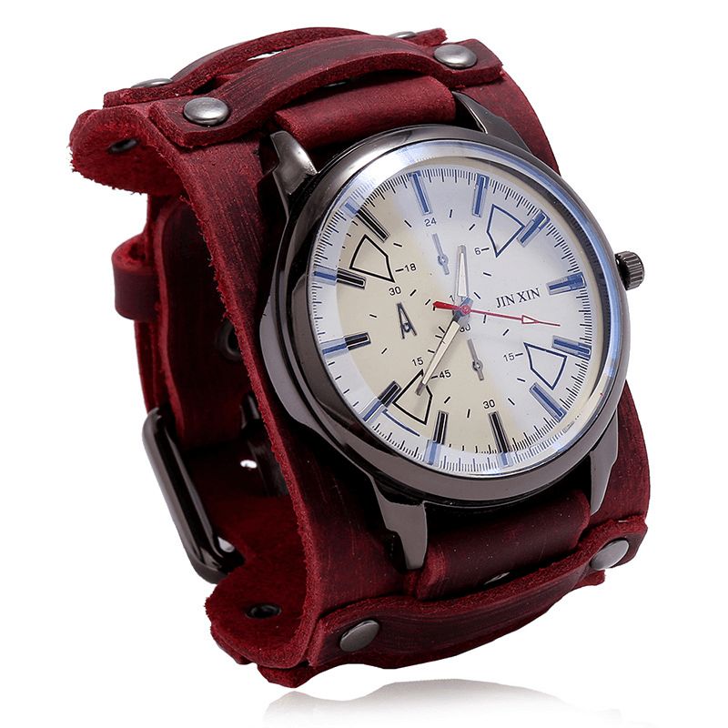 Montre De Style Militaire En Cuir De Vache Vintage Avec Bande Réglable Pour Homme Montre À Quartz