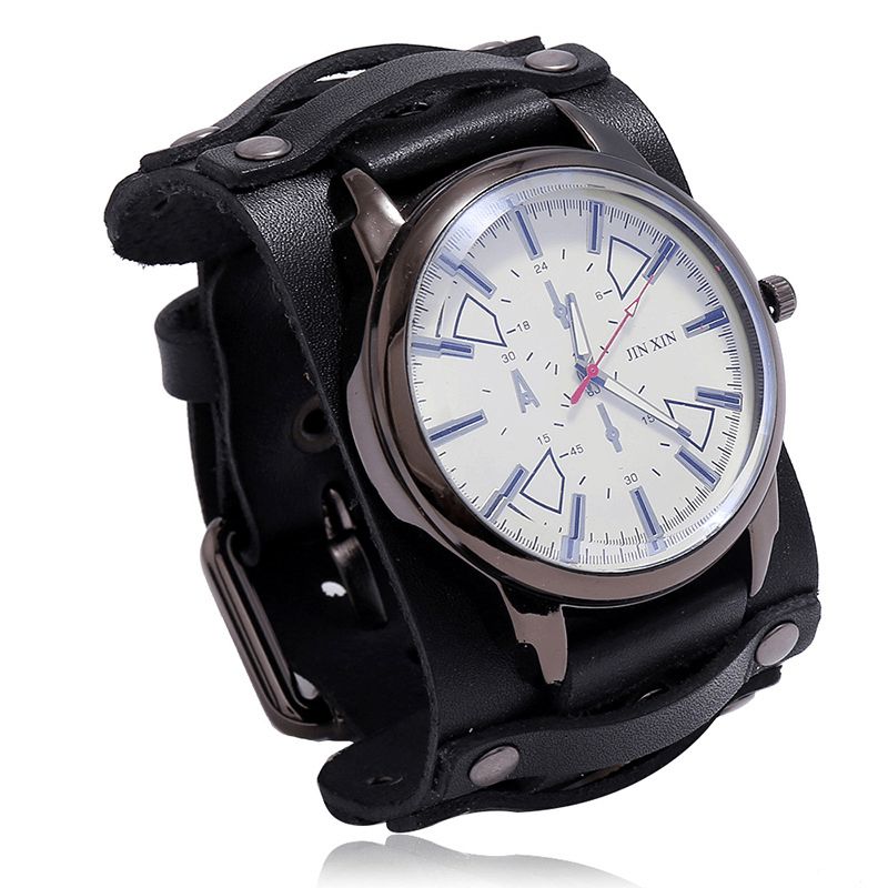 Montre De Style Militaire En Cuir De Vache Vintage Avec Bande Réglable Pour Homme Montre À Quartz