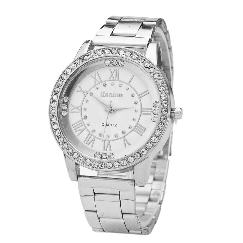 Montres À Quartz À Bracelet En Acier Inoxydable Pour Dames À La Mode Avec Diamants