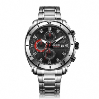 Ms2075g Business Calendrier Multifonctionnel Chronographe Lumineux Hommes Étanche Bracelet En Acier Inoxydable Montre À Quartz