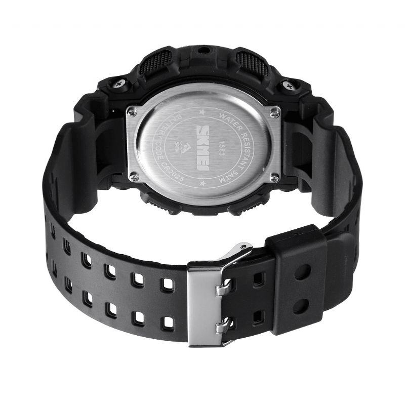 Multifonction Hommes Montre Abs Boîtier 50m Étanche Alarme Réglable Pu Bracelet Lumineux Plongée Montre Numérique