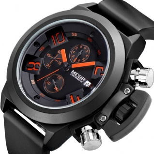 Multifonction Sports Cadran 3d Avec Date Calendrier Bande De Silicone Hommes Montre À Quartz