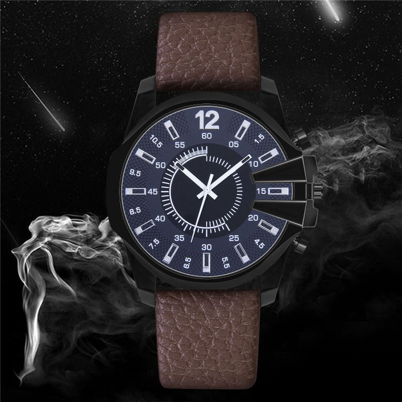 Multifonctionnel Vintage Casual Calendrier Pu Cuir Bande Étanche Hommes Montre À Quartz