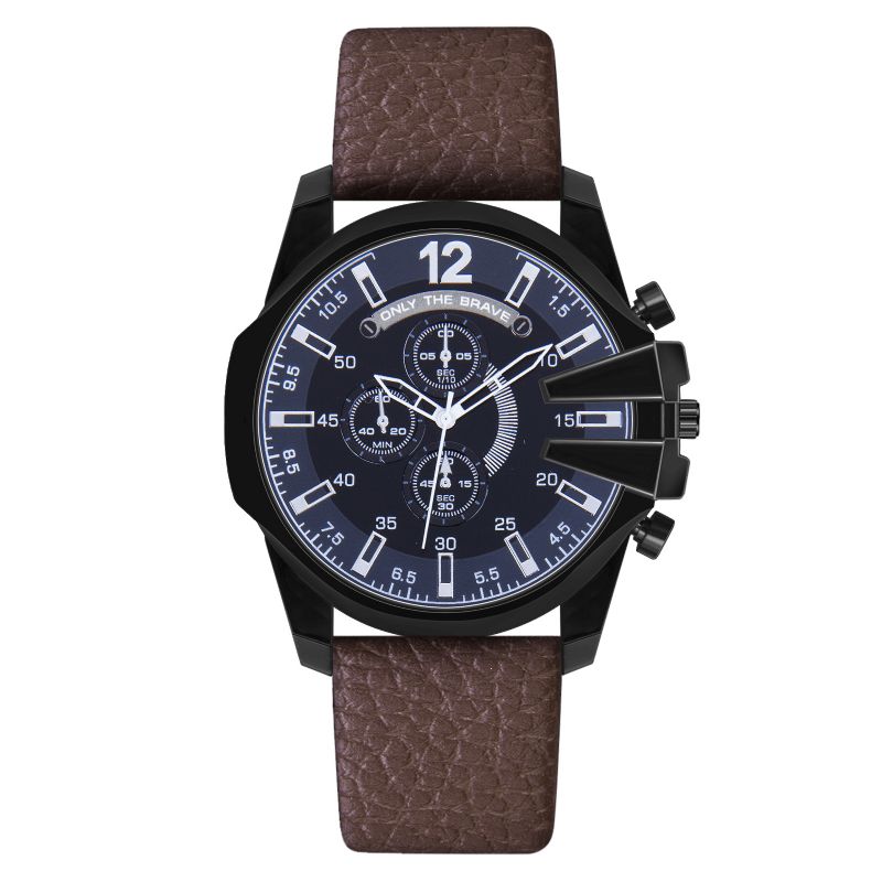 Multifonctionnel Vintage Casual Calendrier Pu Cuir Bande Étanche Hommes Montre À Quartz