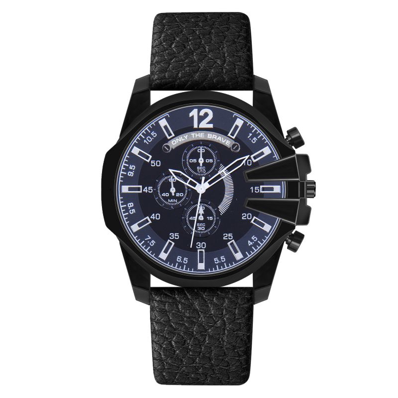 Multifonctionnel Vintage Casual Calendrier Pu Cuir Bande Étanche Hommes Montre À Quartz