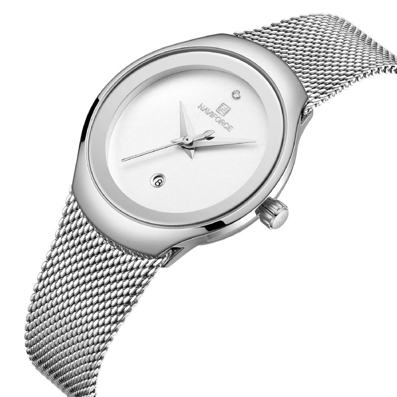 Nf5004 Montre-bracelet En Acier À Mailles Étanches Pour Femme Avec Affichage De La Date À La Mode Montre À Quartz