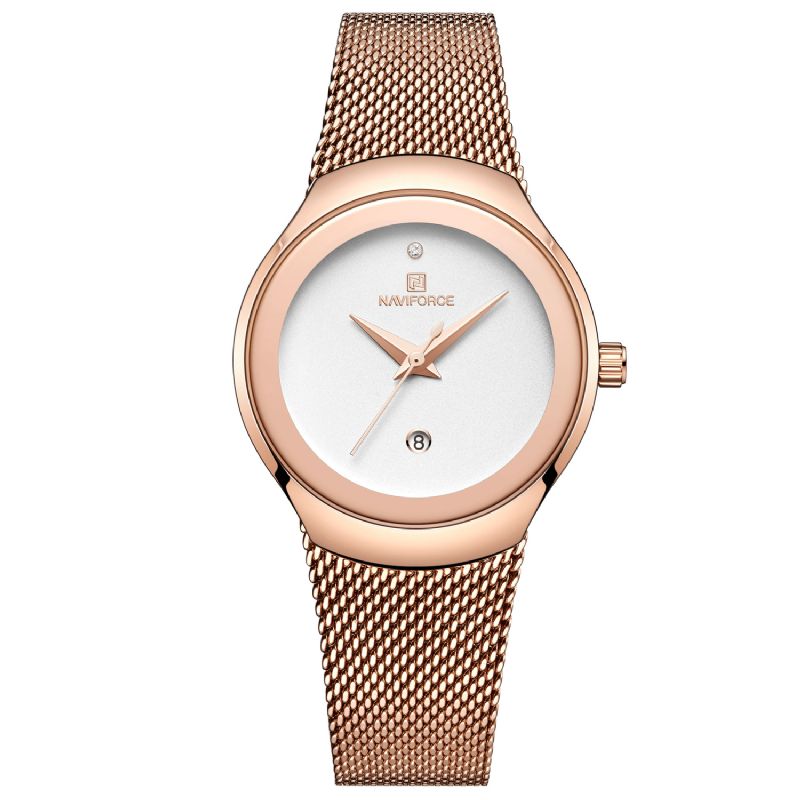 Nf5004 Montre-bracelet En Acier À Mailles Étanches Pour Femme Avec Affichage De La Date À La Mode Montre À Quartz