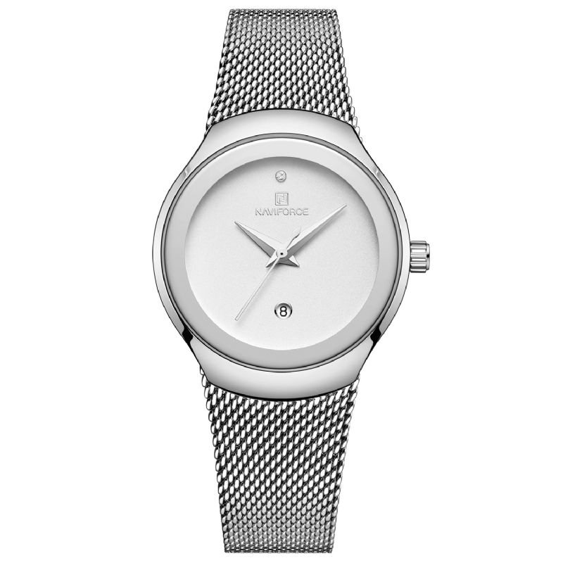 Nf5004 Montre-bracelet En Acier À Mailles Étanches Pour Femme Avec Affichage De La Date À La Mode Montre À Quartz