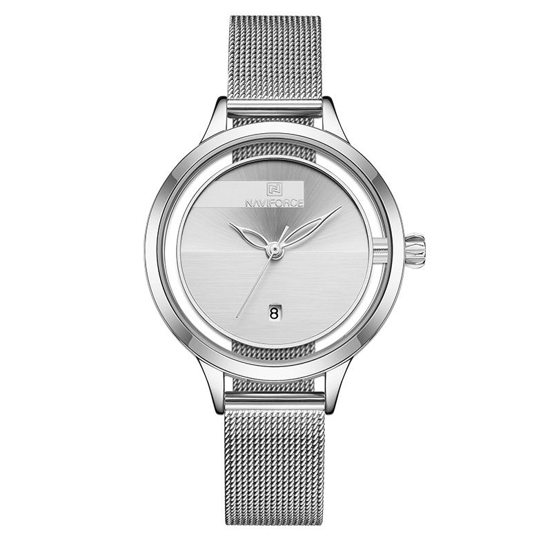 Nf5014 Full Steel Hollow Montre-bracelet Pour Femme Affichage De La Date Montre À Quartz Étanche