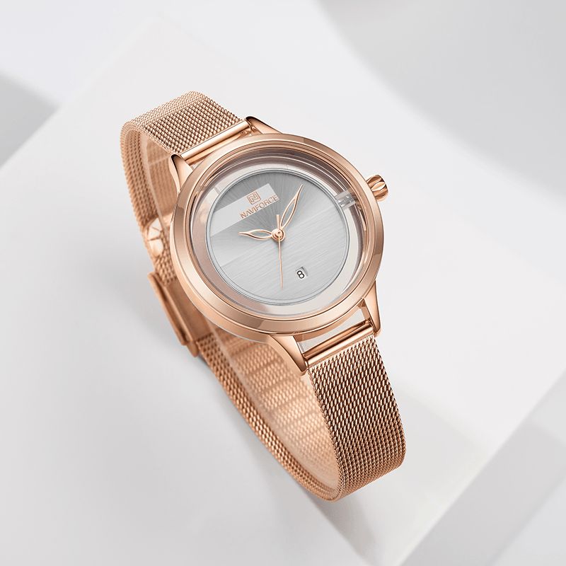 Nf5014 Full Steel Hollow Montre-bracelet Pour Femme Affichage De La Date Montre À Quartz Étanche