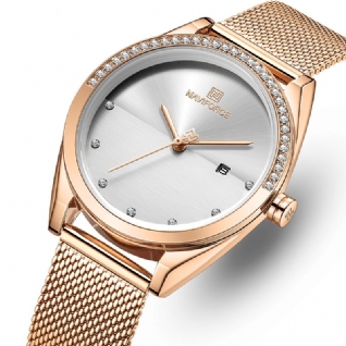 Nf5015 Montre-bracelet Étanche Pour Femme Avec Affichage De La Date En Cristal Montre À Quartz