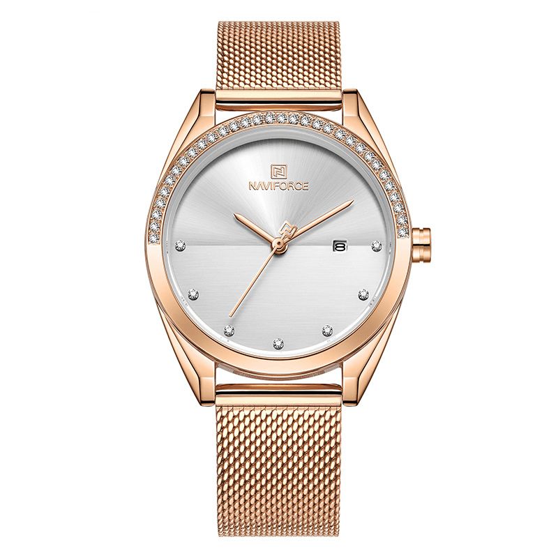 Nf5015 Montre-bracelet Étanche Pour Femme Avec Affichage De La Date En Cristal Montre À Quartz