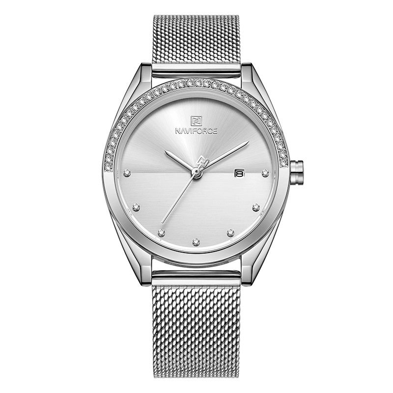 Nf5015 Montre-bracelet Étanche Pour Femme Avec Affichage De La Date En Cristal Montre À Quartz