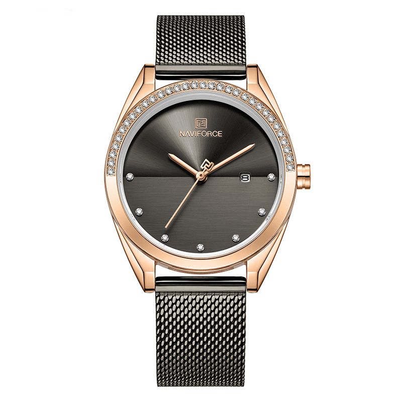 Nf5015 Montre-bracelet Étanche Pour Femme Avec Affichage De La Date En Cristal Montre À Quartz