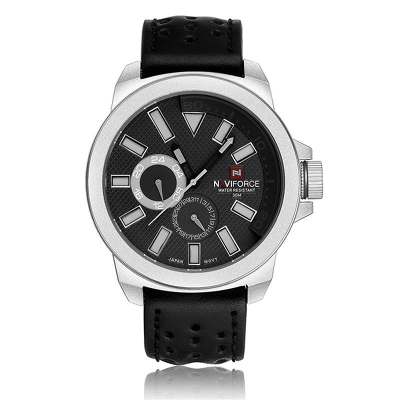 Nf9064 Montre-bracelet Militaire De Luxe Pour Hommes Montre À Quartz En Cuir De Sport Étanche