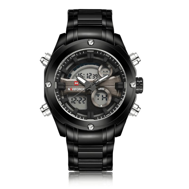 Nf9088 Mode Hommes Double Affichage Montre De Luxe Bracelet En Acier Inoxydable Sport Montre