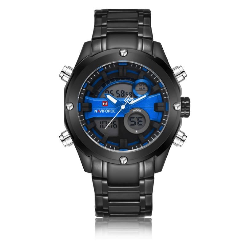 Nf9088 Mode Hommes Double Affichage Montre De Luxe Bracelet En Acier Inoxydable Sport Montre