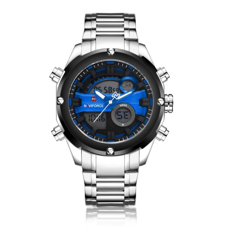 Nf9088 Mode Hommes Double Affichage Montre De Luxe Bracelet En Acier Inoxydable Sport Montre