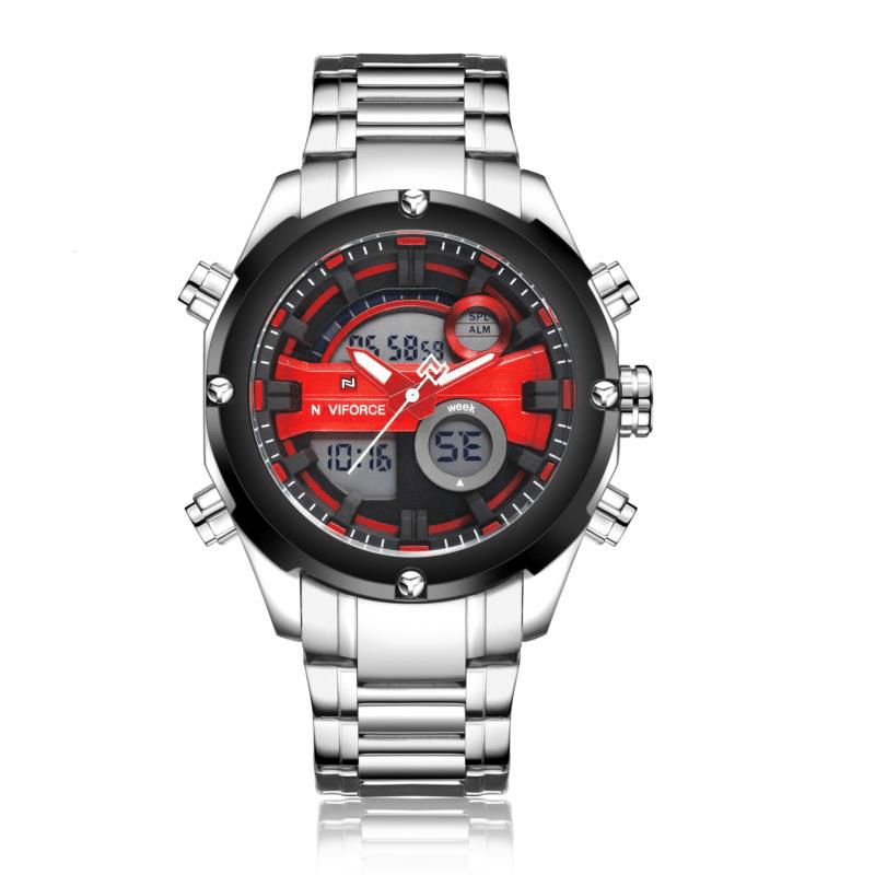 Nf9088 Mode Hommes Double Affichage Montre De Luxe Bracelet En Acier Inoxydable Sport Montre