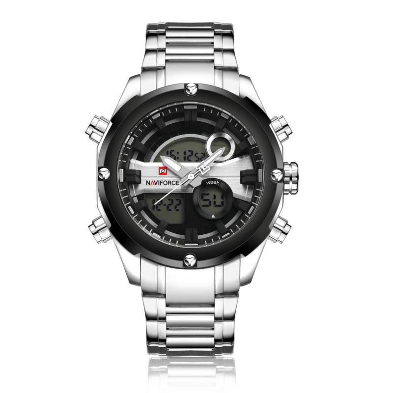 Nf9088 Mode Hommes Double Affichage Montre De Luxe Bracelet En Acier Inoxydable Sport Montre