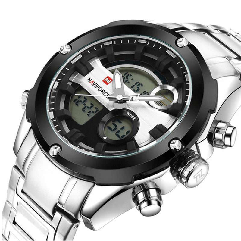 Nf9088 Mode Hommes Double Affichage Montre De Luxe Bracelet En Acier Inoxydable Sport Montre