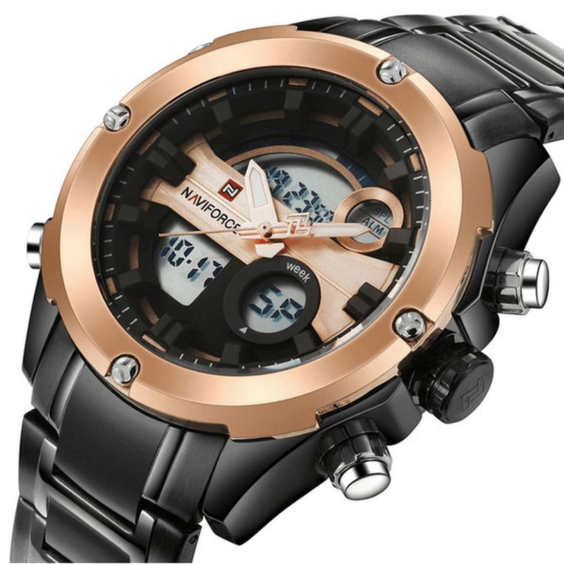 Nf9088 Mode Hommes Double Affichage Montre De Luxe Bracelet En Acier Inoxydable Sport Montre