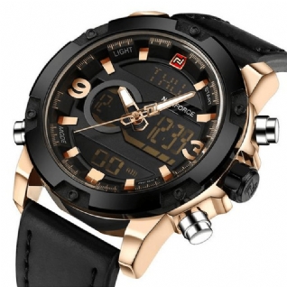 Nf9097 Mode Hommes Double Affichage Montre De Luxe Bracelet En Cuir Sport Montre