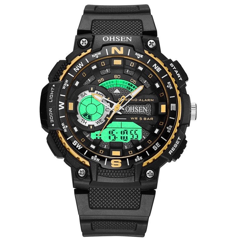 Ohsen Ad1705 Montre Numérique Double Affichage Led Multifonction Sport Natation Hommes Montre